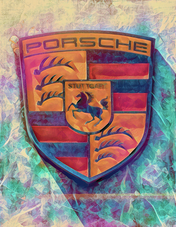 Porsche Abstract Car Insignia Mixed Media