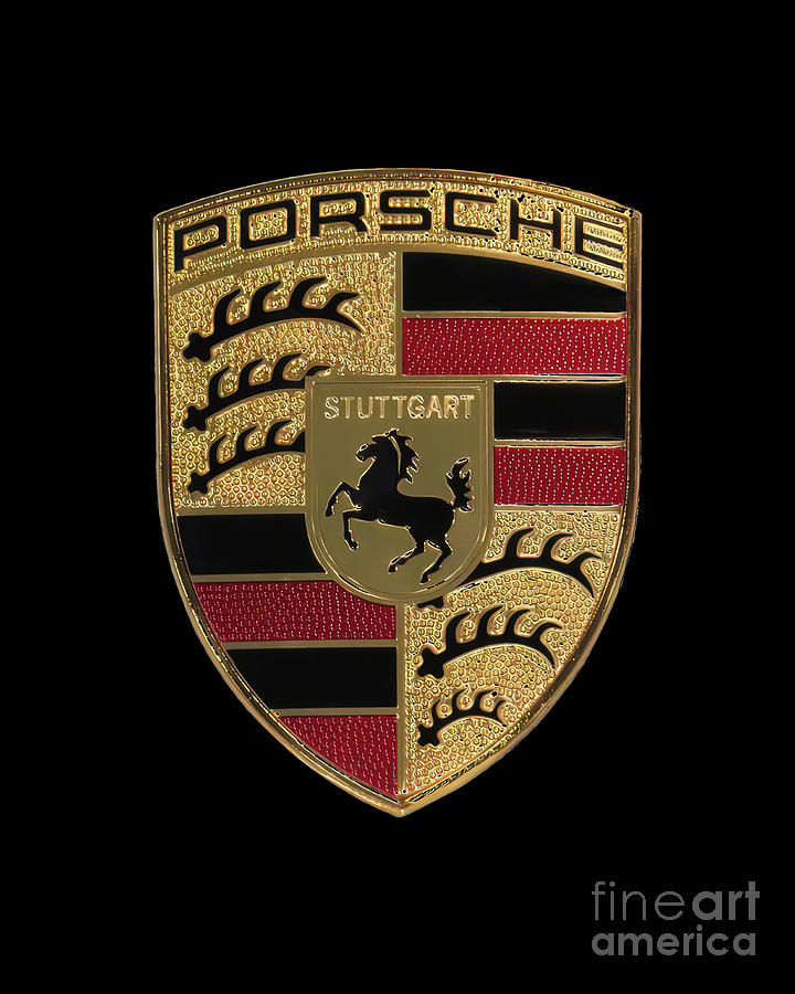 Porsche Art Badge 16x20 Black Photograph by Scott Cameron
