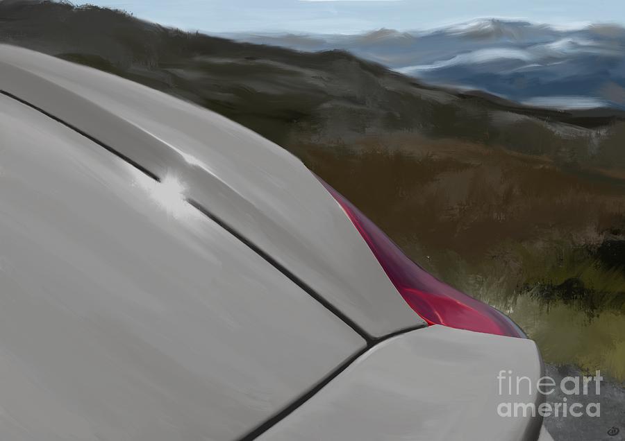 Porsche Boxster 981 Curves Digital Oil Painting - Grey Digital Art by Moospeed Art