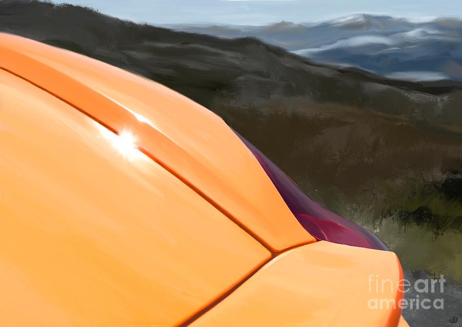 Porsche Boxster 981 Curves Digital Oil Painting - Tangerine Dream Orange Digital Art by Moospeed Art Porsche Boxster 981 Curves Digital Oil Painting - Tangerine Dream Orange Digital Art by Moospeed Art