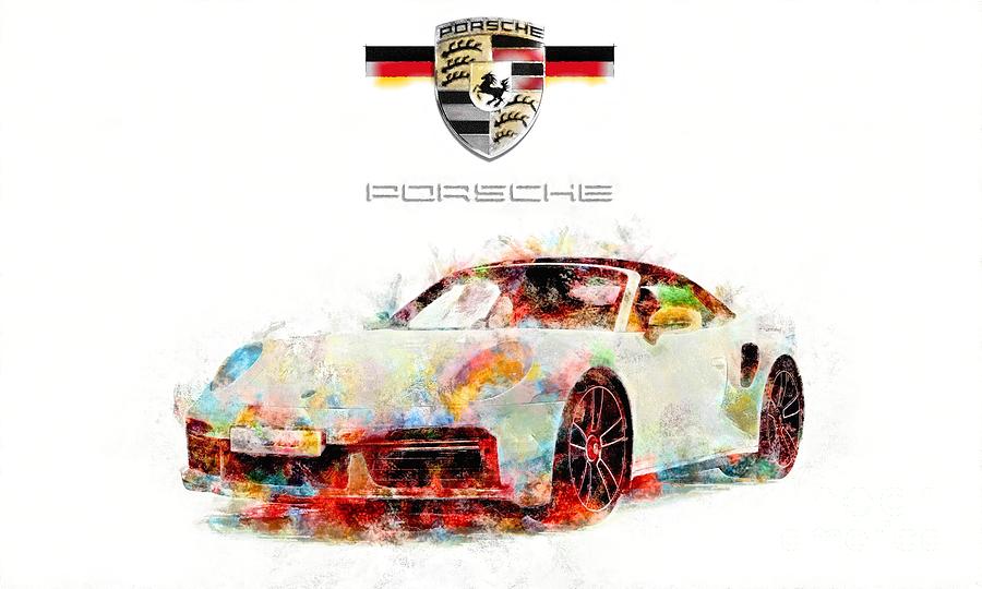 Porsche Car Wide Abstract  Painting by Stefano Senise