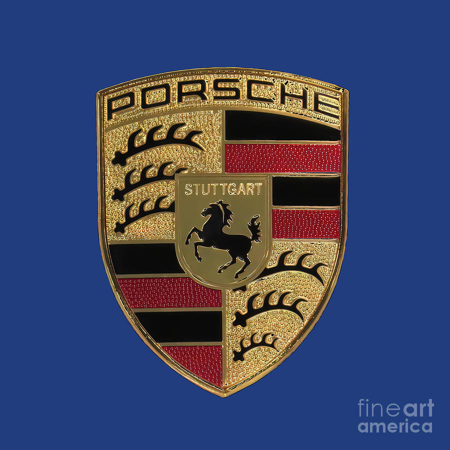 Car Photograph - Porsche Emblem - Blue by Scott Cameron
