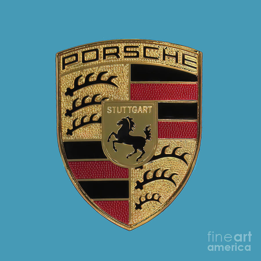 Porsche Emblem-miami Blue Photograph