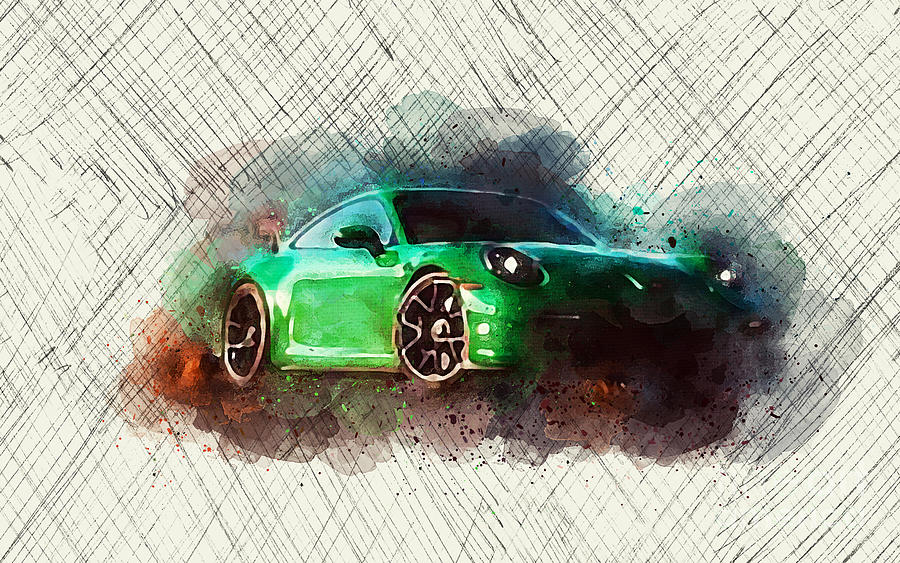 Porsche Gt Mt Cars Drawing by Ola Kunde - Fine Art America