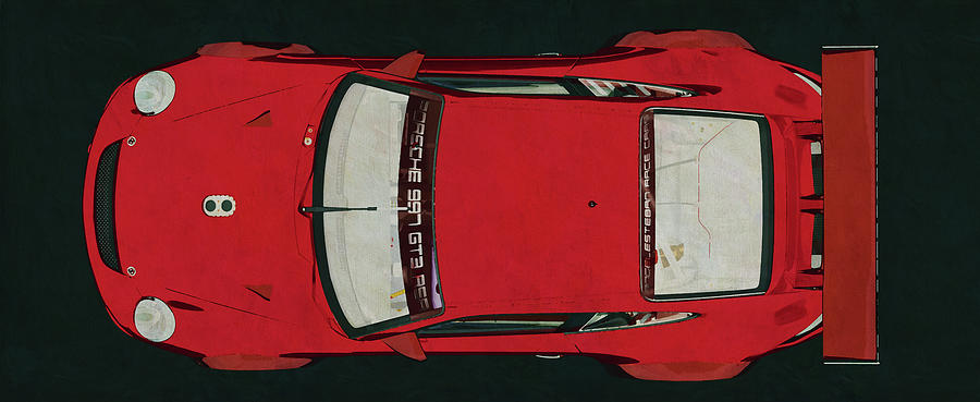 Porsche GT3 RS Cup 2008 top view Painting by Jan Keteleer