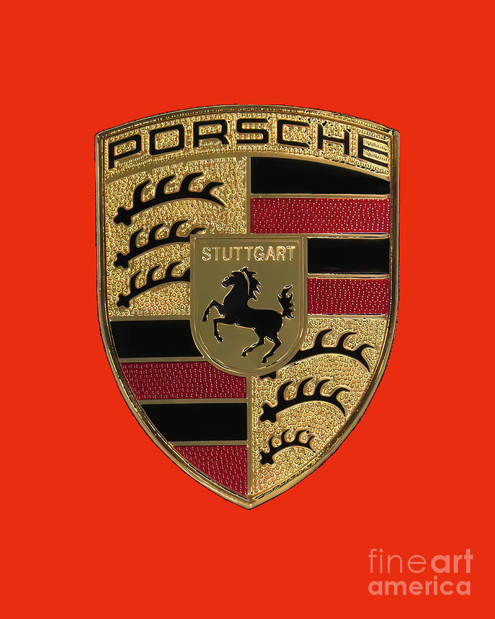 Porsche Logo Art 16x20 RED Photograph by Scott Cameron