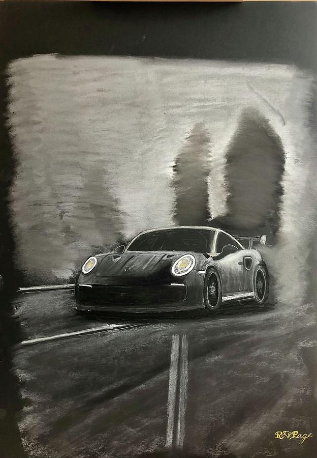 Drifting Porsche GT3 Pastel by Richard Le Page