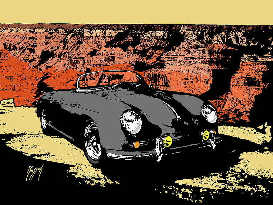 Grand Canyon National Park Digital Art - Porsche Speedster at the Grand Canyon by Greg E Russell