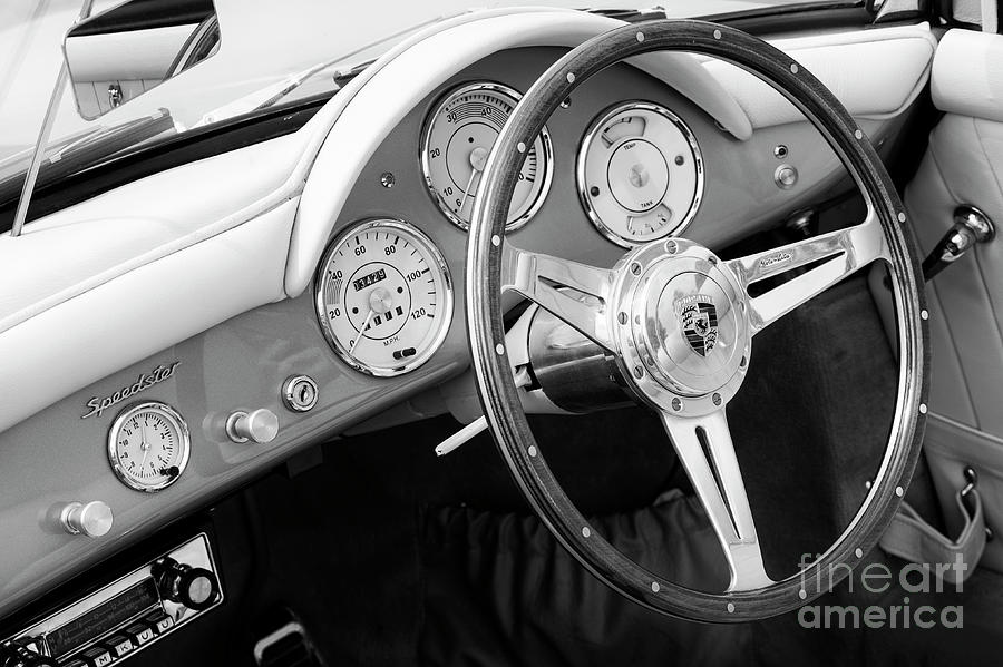 Porsche Speedster Interior Monochrome Photograph by Tim Gainey