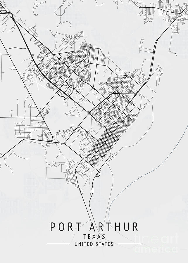 Port Arthur Texas Us Gray City Map Digital Art By Tien Stencil Pixels 7954