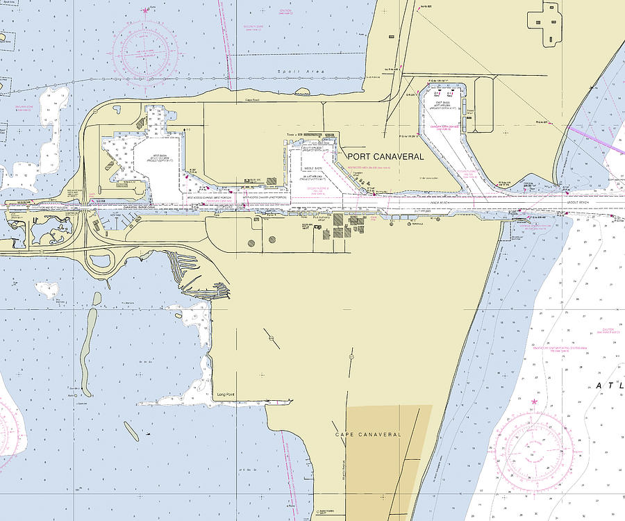 Port Canaveral Florida Nautical Chart Digital Art by Bret Johnstad Pixels