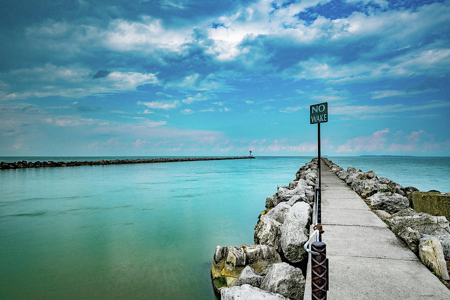 Port Clinton Ohio Waterworks Beach Dock On The Lake Erie Photograph by Dave Morgan