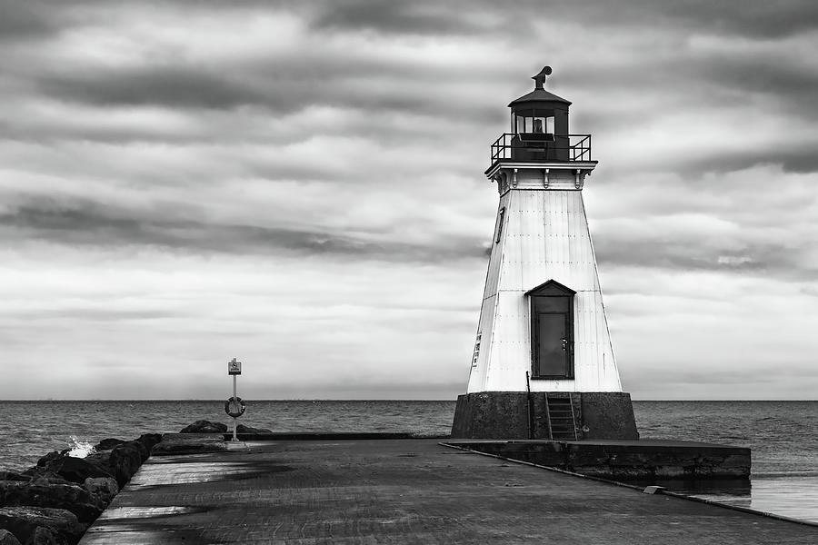 Port Dalhousie Lighthouse 1 bw Photograph by Jerry Fornarotto
