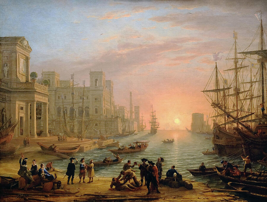 Port de mer au soleil couchant by Claude Lorrain Painting by The Luxury Art Collection Port de mer au soleil couchant by Claude Lorrain Painting by The Luxury Art Collection