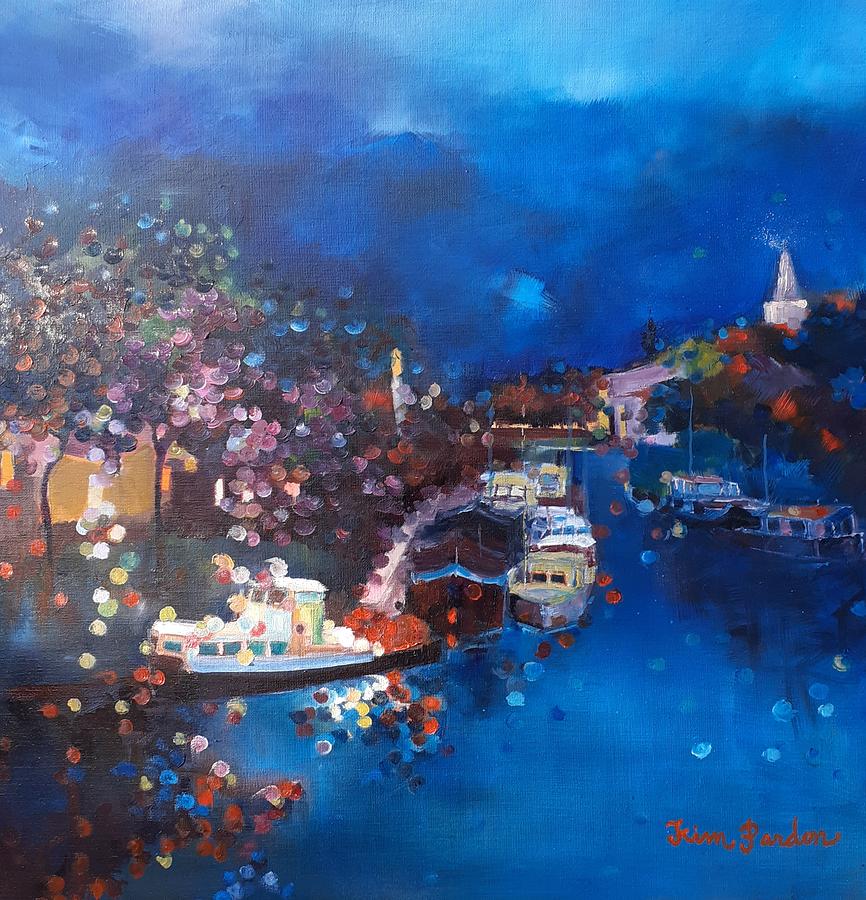 Port de plaisance at Moissac Painting by Kim PARDON