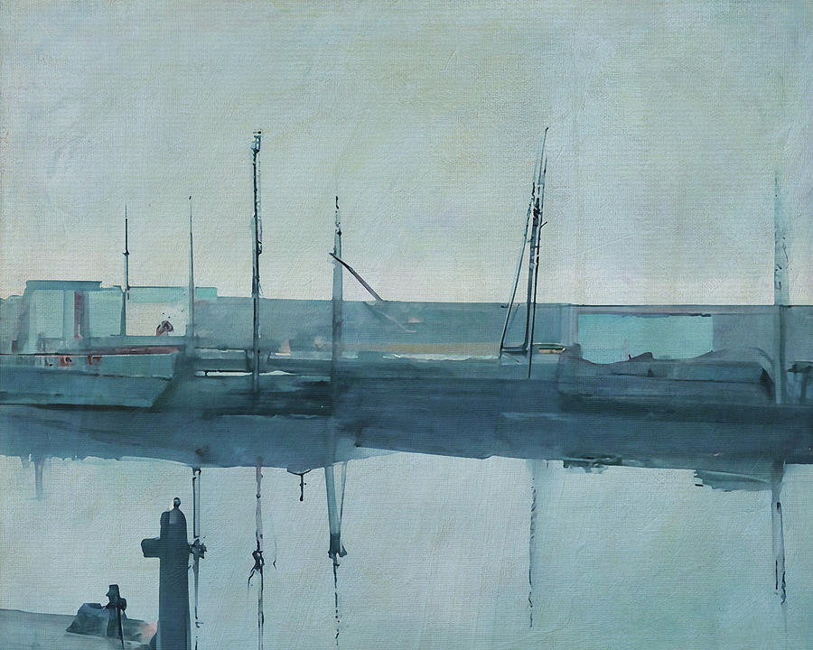 Port dock with some ships Digital Art by Jan Keteleer