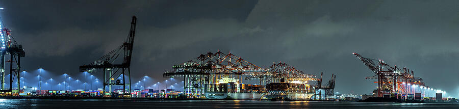 Port Elizabeth New Jersey panorama at night Photograph by Ken Braswell ...