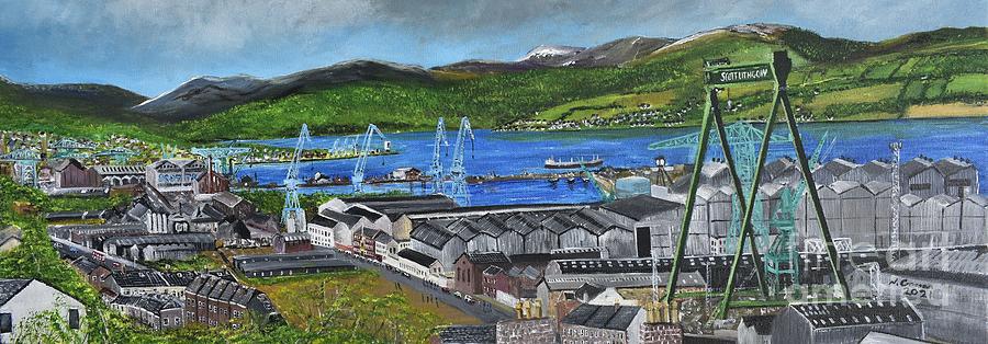 Port Glasgow Goliath and Clyde Painting by Neal Crossan