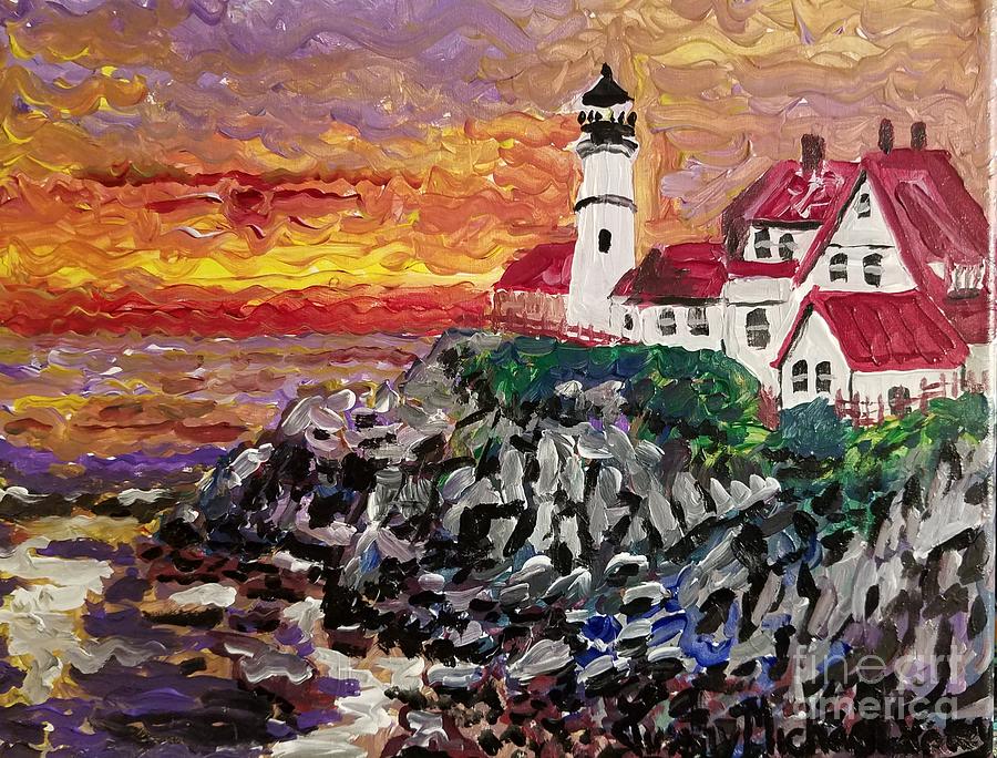 Port Head Lighthouse  Painting by Timothy Foley