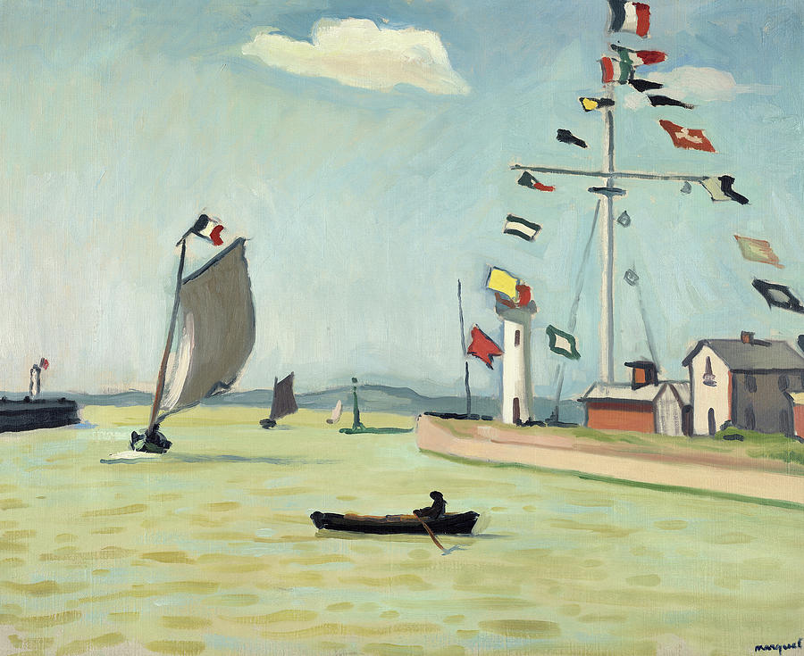 Flag Painting - Port in Honfleur, 1911 by Albert Marquet