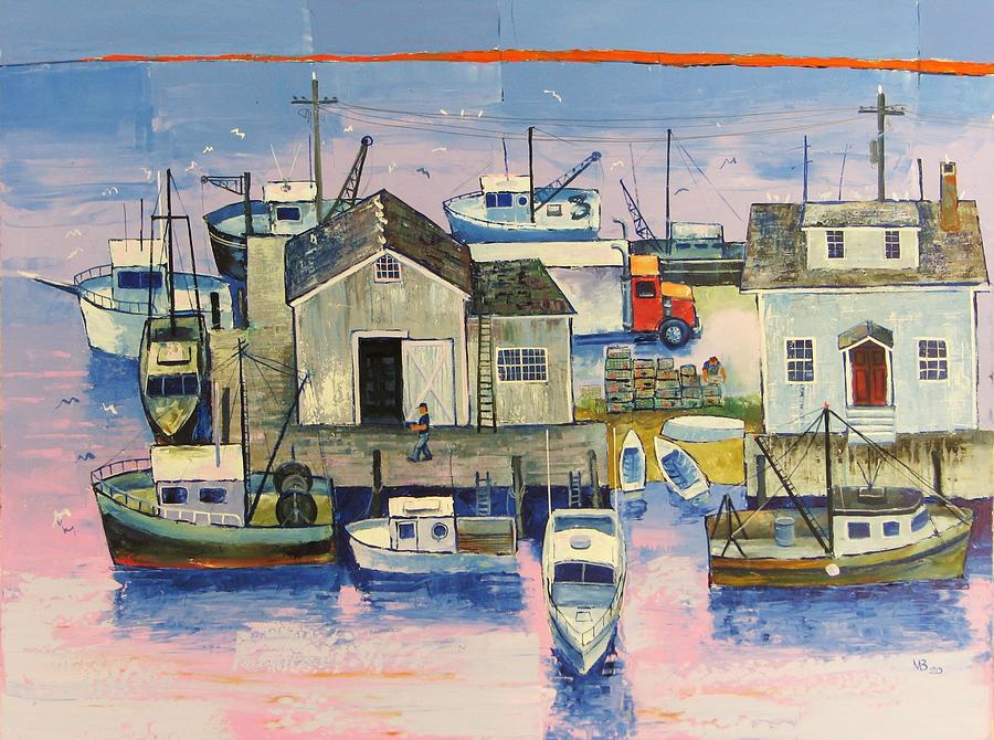Port in the Maine Painting by Mikhail Zarovny