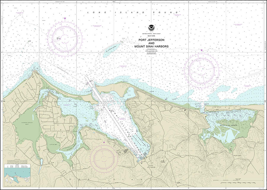 Port Jefferson and Mount Sinai Harbors Nautical Chart 12362 No Borders ...