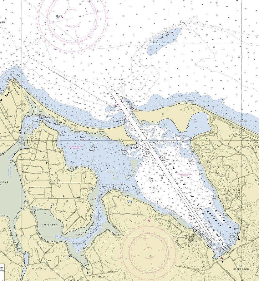 Port Jefferson New York Nautical Chart Digital Art by Bret Johnstad