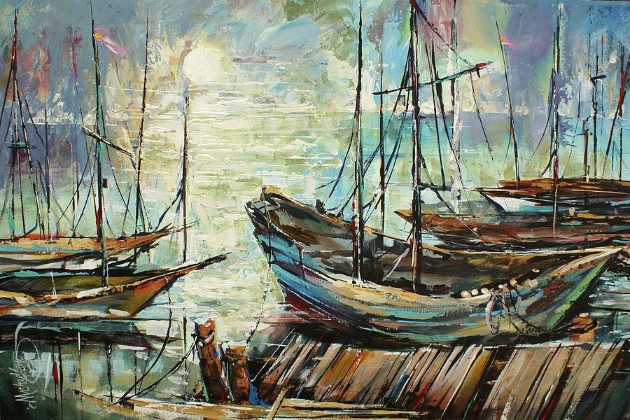 Boat Painting -  Port by Michael Lang
