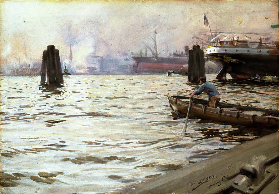 Port Of Hamburg Painting