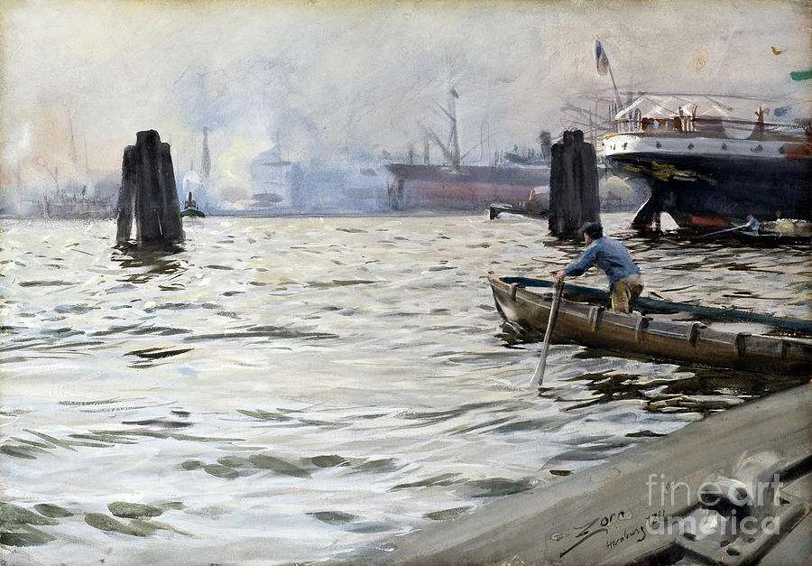 Port of Hamburg Painting by Anders Zorn