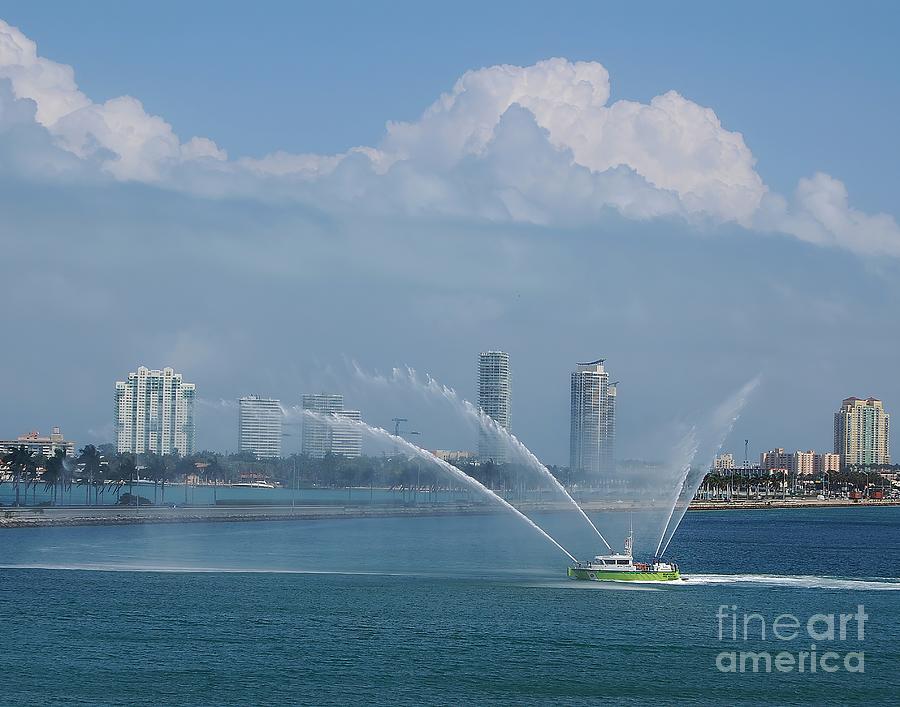 Port of Miami Fire Boat Photograph by Steve Brown