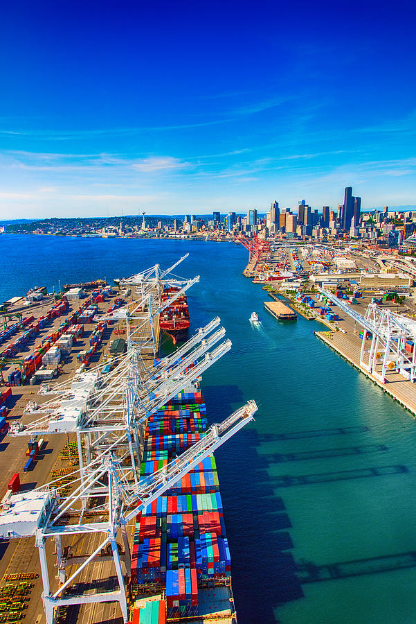 Port of Seattle Washington Aerial Photograph by Art Wager