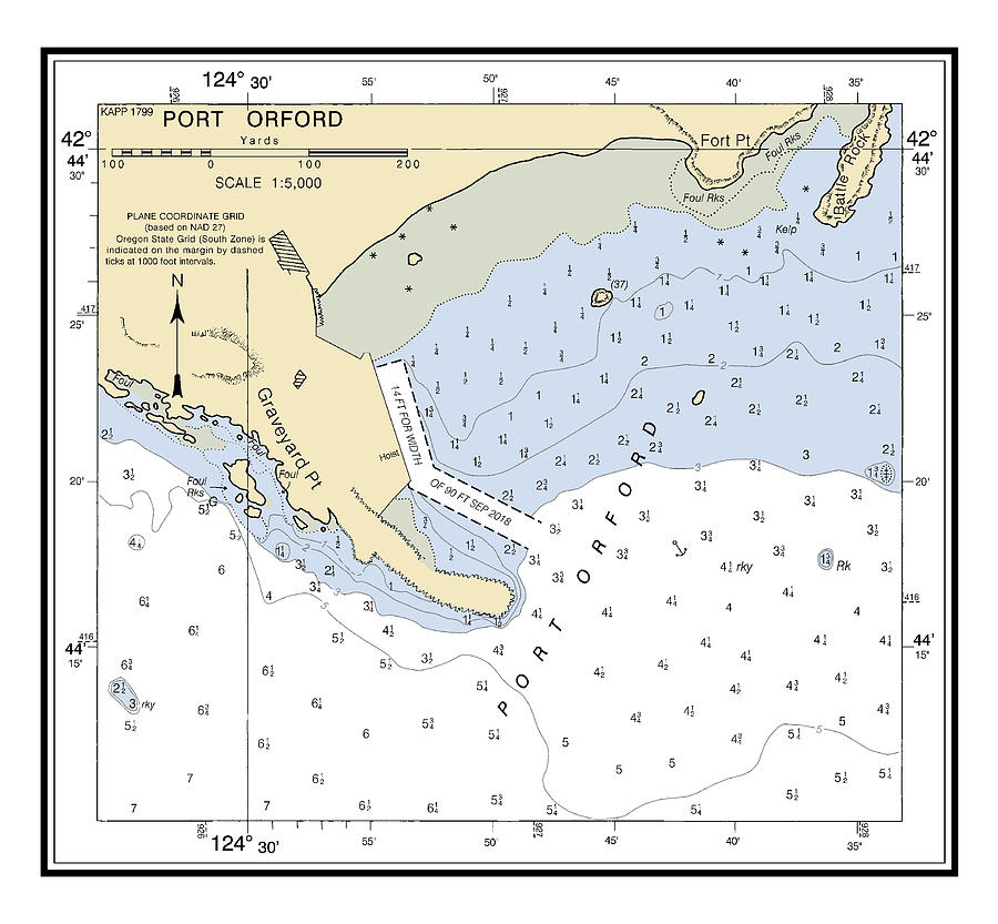 Port Orford Oregon From Chart 18589, Noaa Chart 18589_2 Digital Art by
