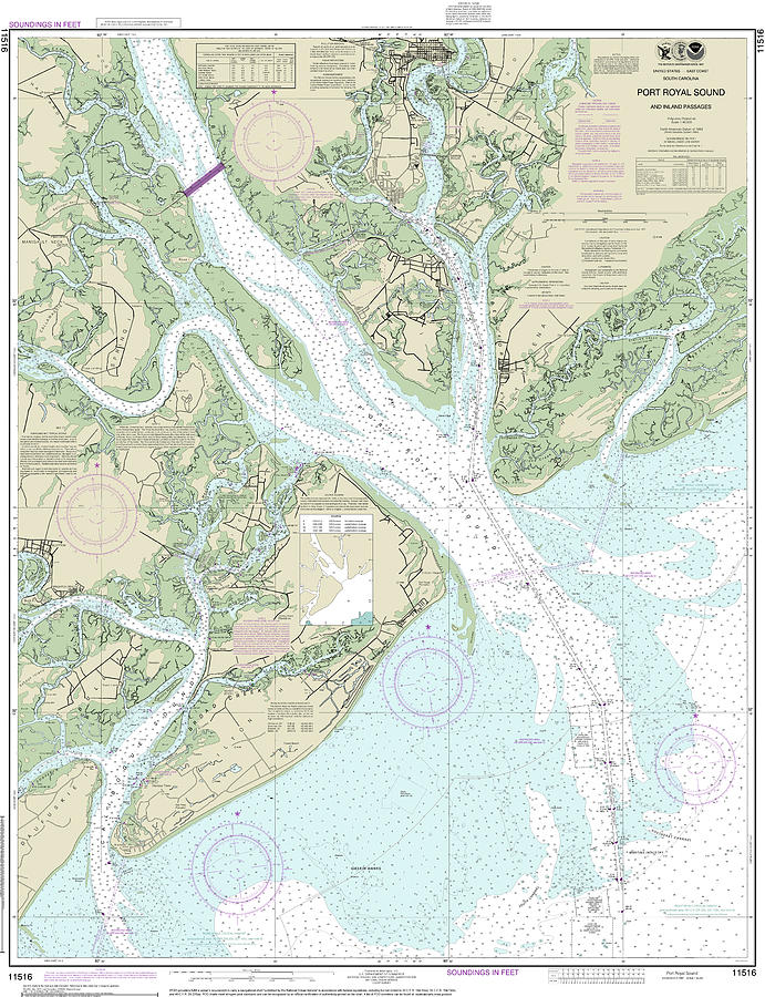 South Carolina Map Digital Art - Port Royal Sound and Inland Passages Nautical Chart 11516 by John Gernatt