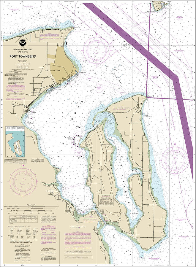 Port Townsend Nautical Chart 18464 No Borders Digital Art by John ...