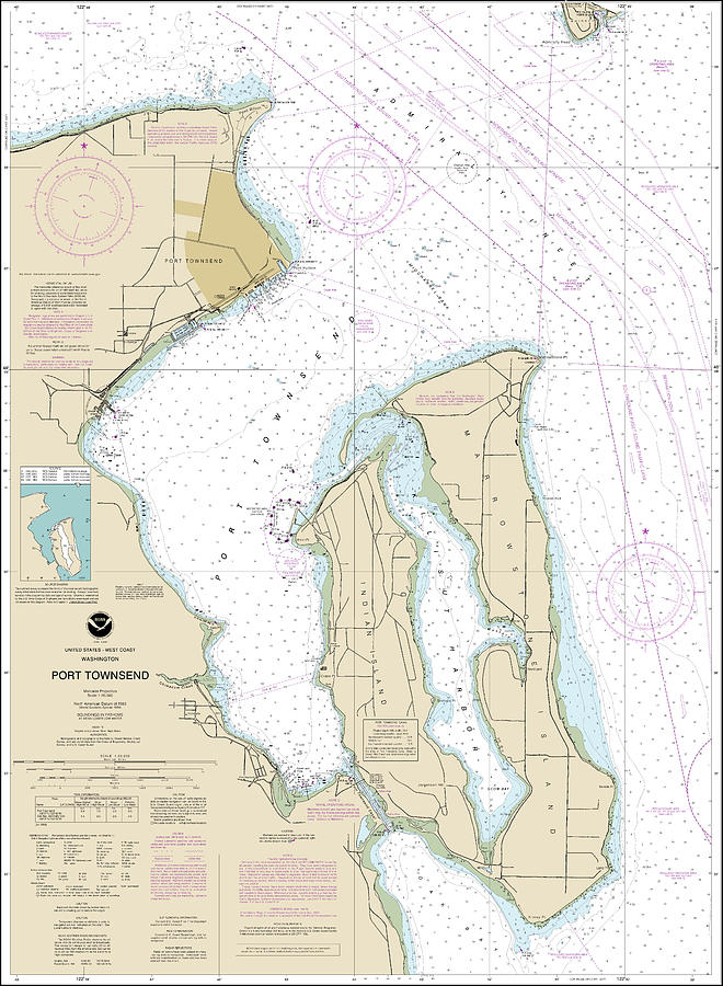 Port Townsend Washington Nautical Chart 18464 Modified Digital Art by ...