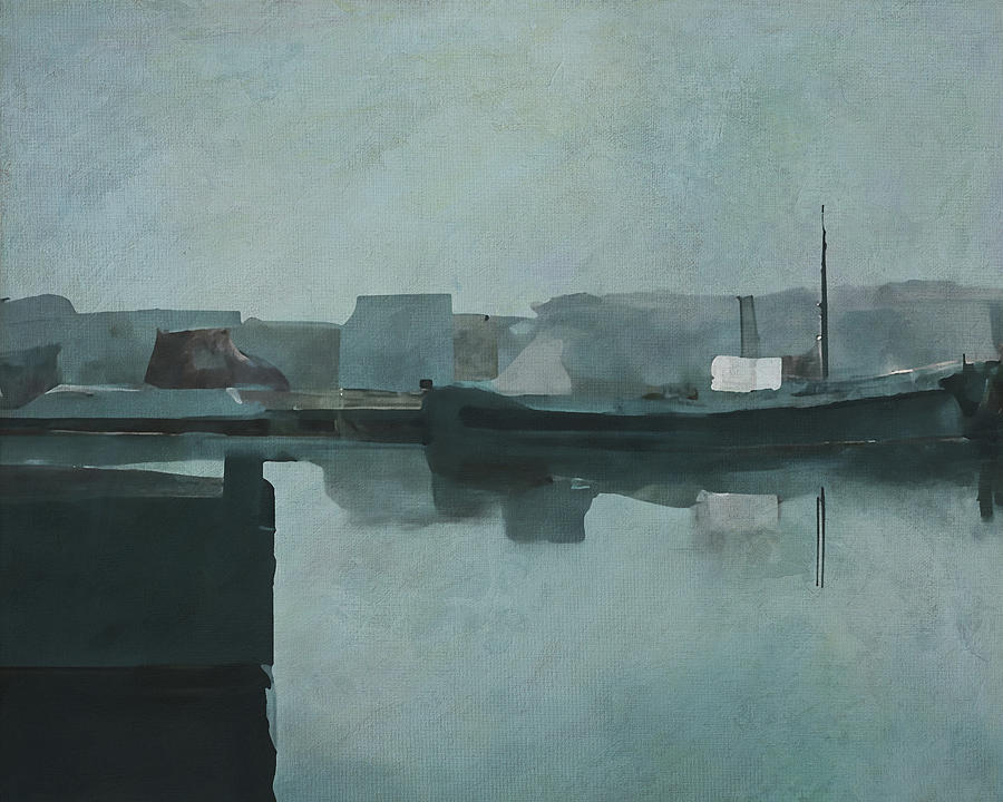 Port view of a harbor dock Digital Art by Jan Keteleer