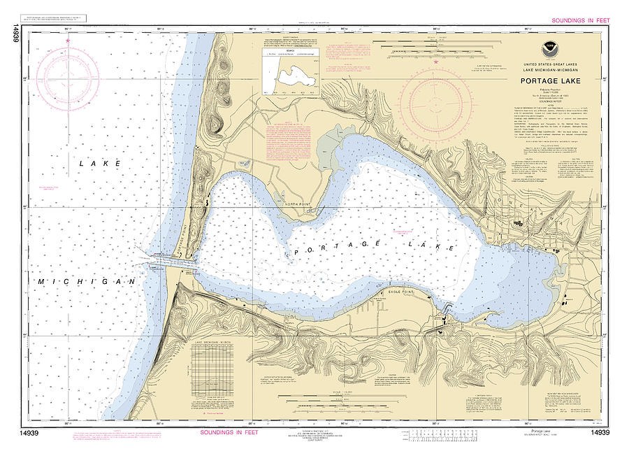 Portage Lake Michigan, Noaa Chart 14939 Digital Art by Nautical
