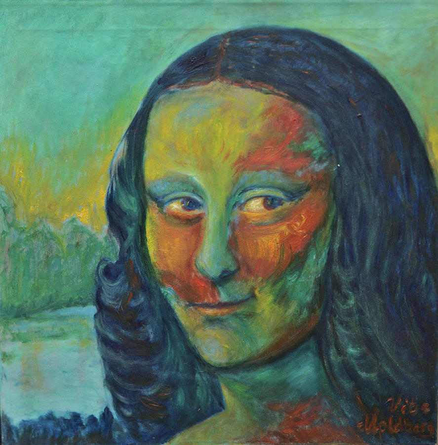 Mona Painting - Portait of Mona Lisa in sunrise by Vibeke Moldberg Mona Painting - Portait of Mona Lisa in sunrise by Vibeke Moldberg