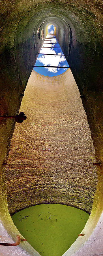 Portal - 180 degree pano view inside an abandoned Sheboygan corn silo Photograph by Peter Herman