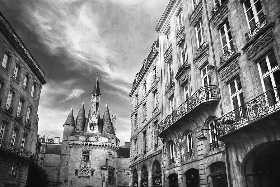 Porte Cailhau Architecture of Bordeaux France Black and White  Photograph by Carol Japp