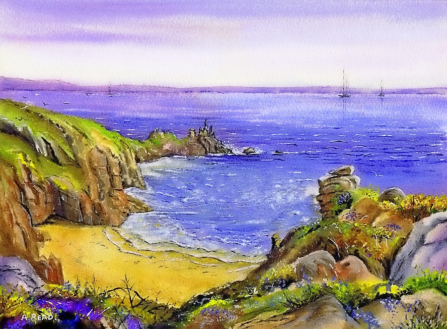 Porthcurno Beach Painting by Andrew Read