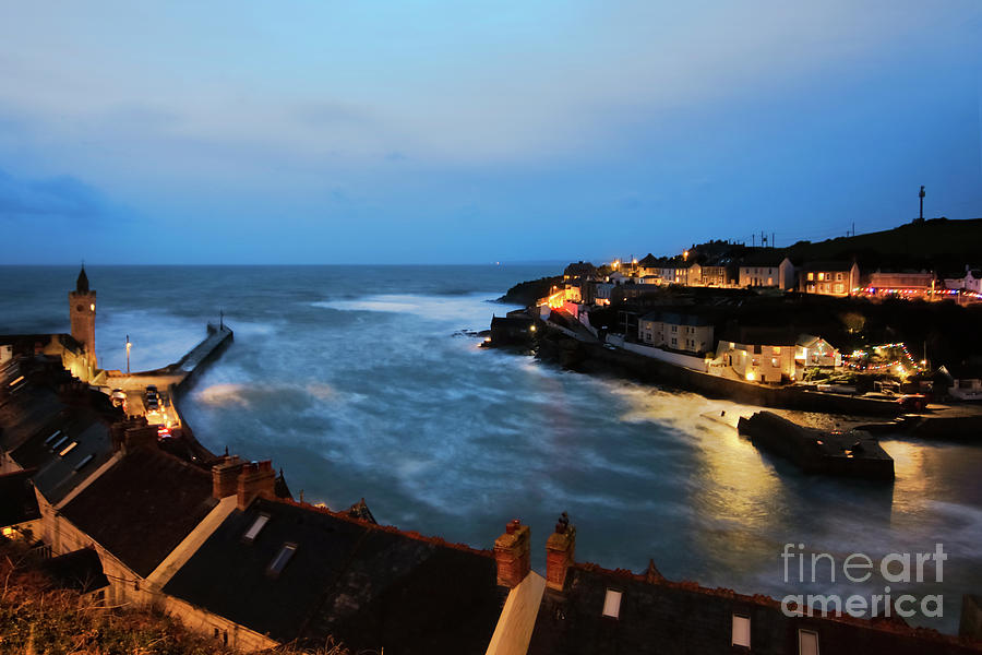 Porthleven at Night Photograph by Terri Waters