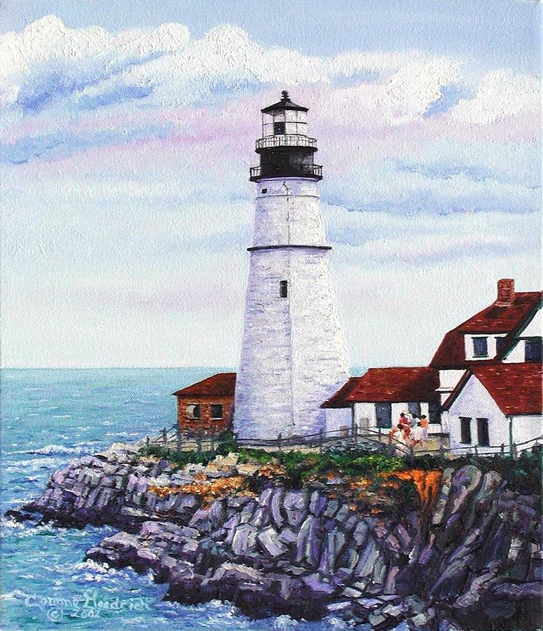 Lighthouse Painting - Portland Head Light by Corinne Goodrich