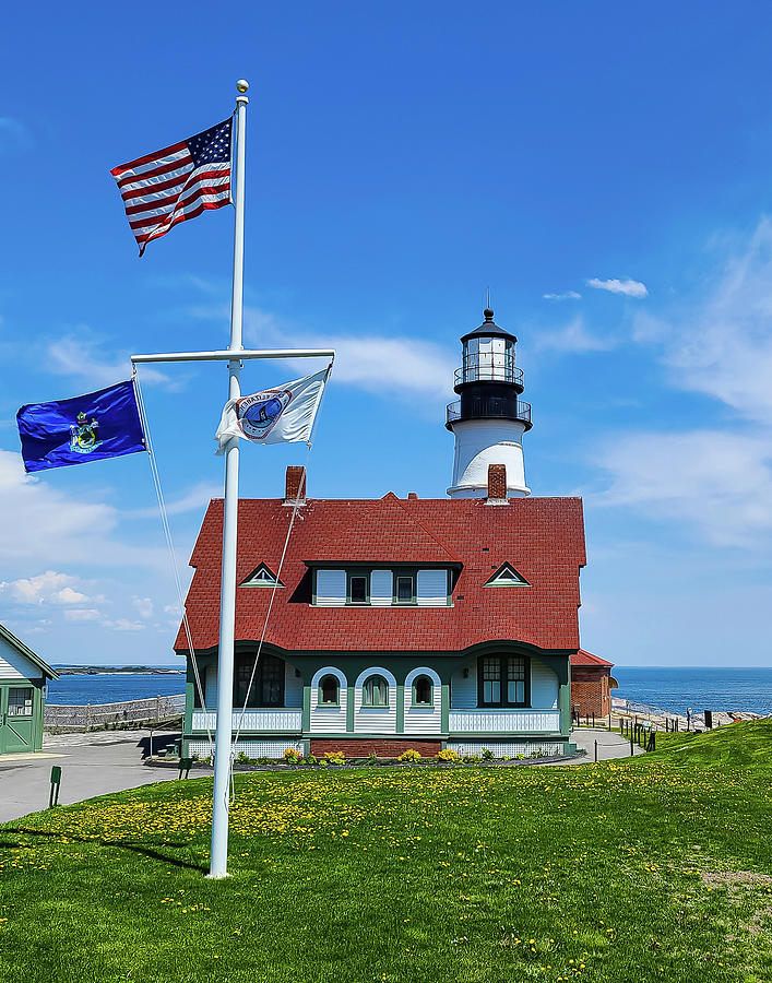 Portland Head Lighthouse and Keepers House Photograph by Ron Long Ltd Photography