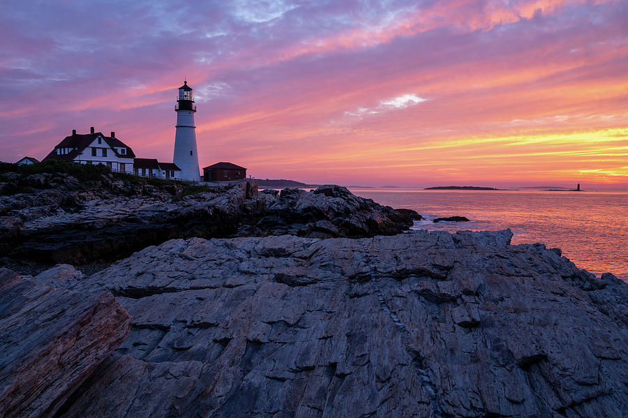 Portland Head lighthouse at sunrise Photograph by Rodger Crossman - Pixels