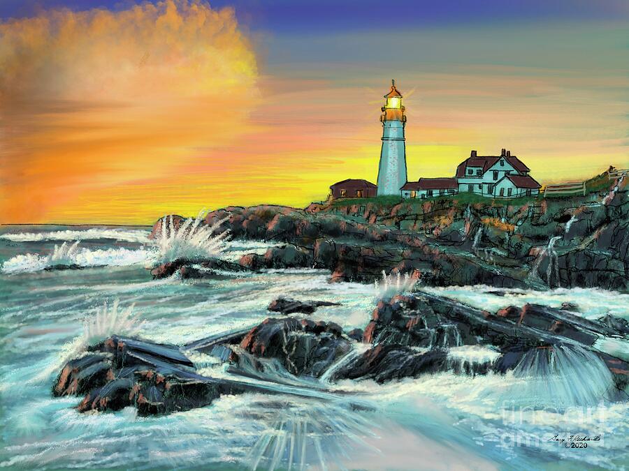 Portland Digital Art - Portland Head Lighthouse by Gary F Richards
