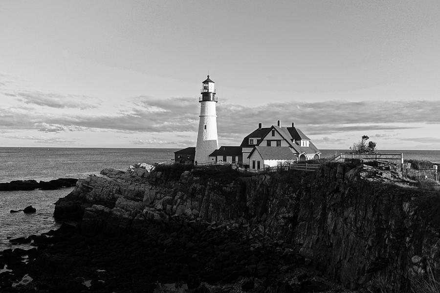 Portland Head Lighthouse in BW II Photograph by Patricia Caron