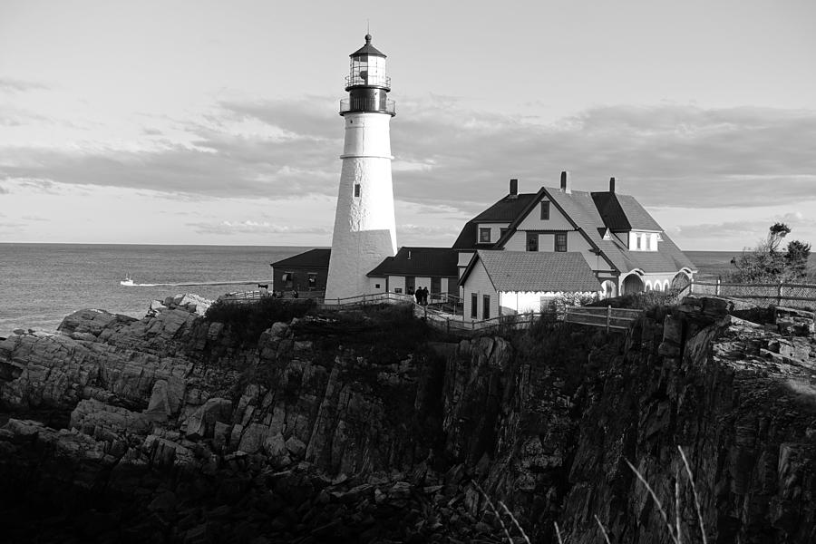 Portland Head Lighthouse in BW Photograph by Patricia Caron