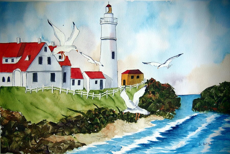 Portland Head Lighthouse Painting by Jacquelin Bickel